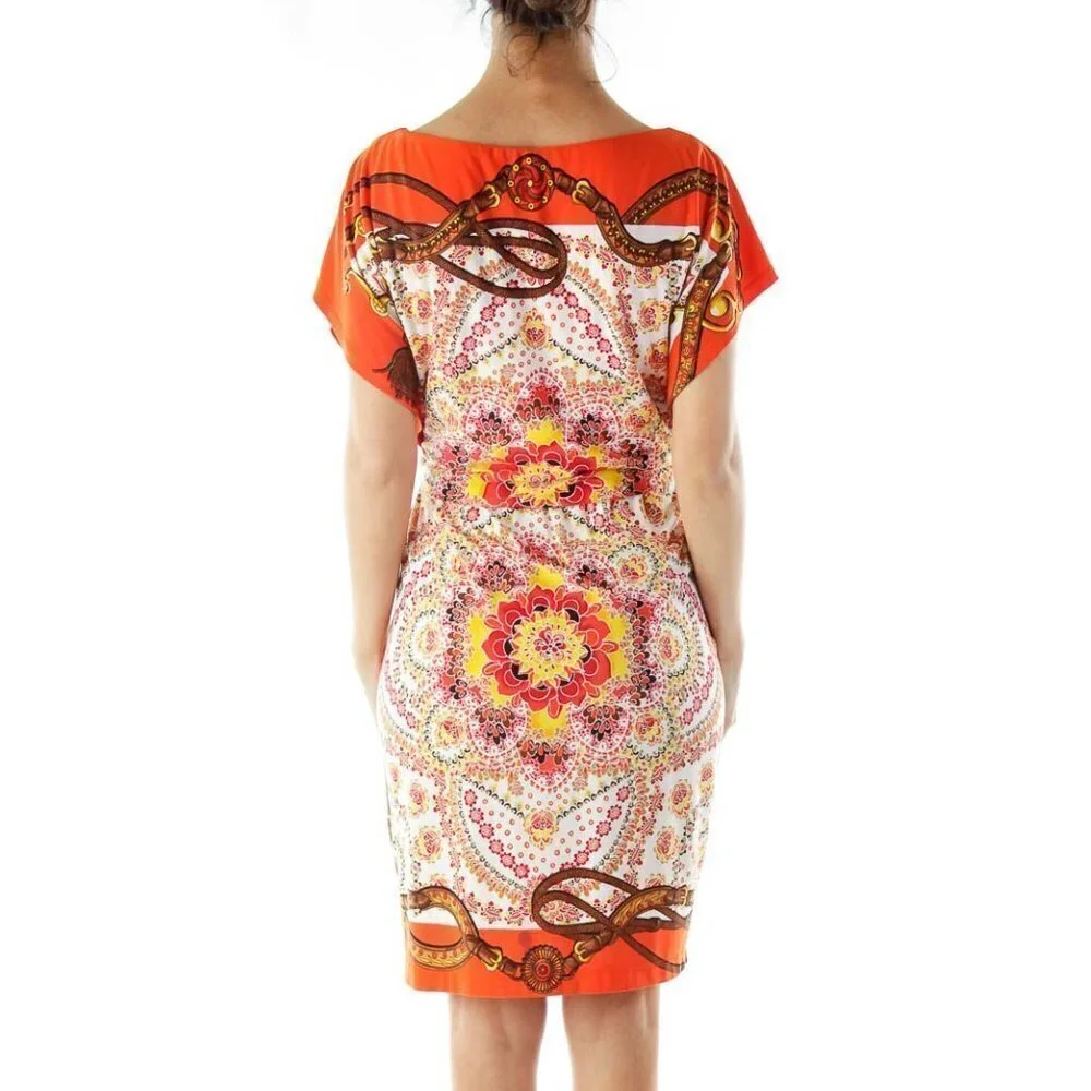 Maggy London Orange Flower Print Dress - Picture 2 of 3
